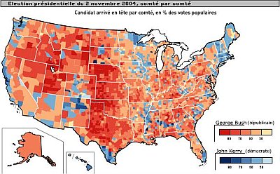 Elections présidentielles USA 2004 par comté: Le Monde