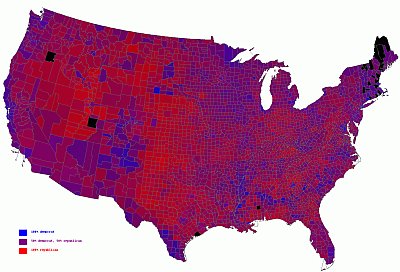 Elections présidentielles USA 2004 en tons de violet