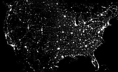 Etats-Unis de nuit vus de l'espace